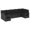 Salon de jardin 7 pcs avec coussins noir résine tressée 530015530015