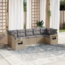 Salon de jardin avec coussins 7 pcs beige résine tressée 530016530016