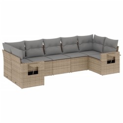 Salon de jardin avec coussins 7 pcs beige résine tressée 530016530016