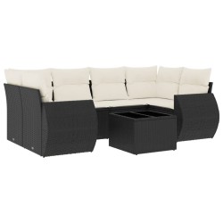 Salon de jardin 7 pcs avec coussins noir résine tressée 530017530017