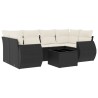Salon de jardin 7 pcs avec coussins noir résine tressée 530017530017