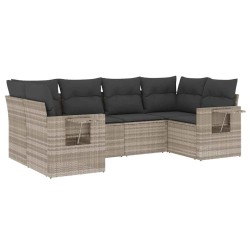 Salon de jardin 6 pcs avec coussins gris clair résine tressée 530019530019