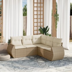 Salon de jardin avec coussins 5 pcs beige résine tressée 530020530020