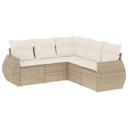 Salon de jardin avec coussins 5 pcs beige résine tressée 530020530020