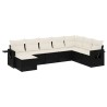 Salon de jardin 8 pcs avec coussins noir résine tressée 530021530021