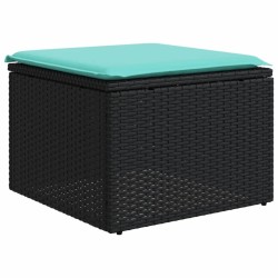 Salon de jardin 4 pcs avec coussins noir résine tressée 530024530024