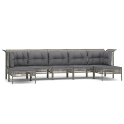 Salon de jardin 7 pcs avec coussins Gris Résine tressée 530027530027