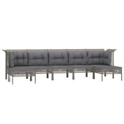 Salon de jardin 7 pcs avec coussins Gris Résine tressée 530027530027
