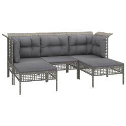 Salon de jardin 7 pcs avec coussins Gris Résine tressée 530027530027