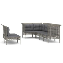 Salon de jardin 7 pcs avec coussins Gris Résine tressée 530028530028