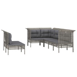 Salon de jardin 7 pcs avec coussins Gris Résine tressée 530028530028