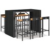 Ensemble de bar jardin 7 pcs noir poly rotin/bois massif acacia 530029530029