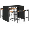 Ensemble de bar jardin 7 pcs noir poly rotin/bois massif acacia 530029530029
