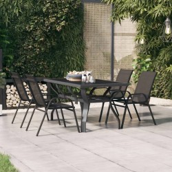 Table de jardin Gris et noir 140x70x70 cm Acier et verre 530030530030