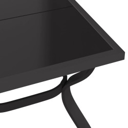 Table de jardin Gris et noir 140x70x70 cm Acier et verre 530030530030