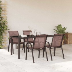 Chaises empilables de jardin lot de 4 Marron Tissu textilène 530032530032