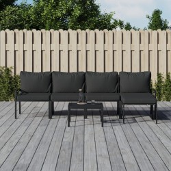 Salon de jardin 6 pcs avec coussins gris acier 530033530033