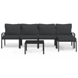 Salon de jardin 6 pcs avec coussins gris acier 530033530033