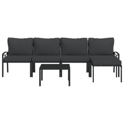 Salon de jardin 6 pcs avec coussins gris acier 530033530033