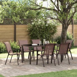 Chaises empilables de jardin lot de 6 Marron Tissu textilène 530034530034
