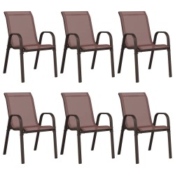 Chaises empilables de jardin lot de 6 Marron Tissu textilène 530034530034