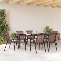 Chaises empilables de jardin lot de 6 Marron Tissu textilène 530034530034