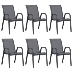 Chaises empilables de jardin lot de 6 Gris Tissu textilène 530035530035
