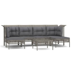 Salon de jardin 7 pcs avec coussins Gris Résine tressée 530036530036