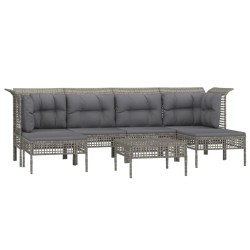 Salon de jardin 7 pcs avec coussins Gris Résine tressée 530036530036
