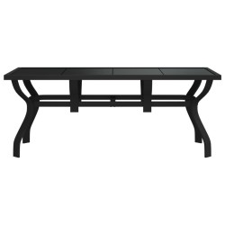 Table de jardin Noir 180x80x70 cm Acier et verre 530039530039