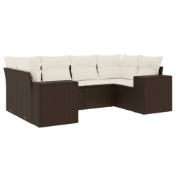 Salon de jardin avec coussins 6 pcs marron résine tressée 530042530042