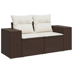 Salon de jardin avec coussins 6 pcs marron résine tressée 530042530042