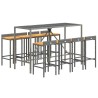 Ensemble de bar jardin 9 pcs gris poly rotin/bois massif acacia 530043530043