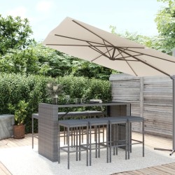 Ensemble de bar de jardin 9 pcs avec coussins gris poly rotin 530044530044