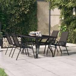 Table de jardin Noir 140x70x70 cm Acier et verre 530045530045