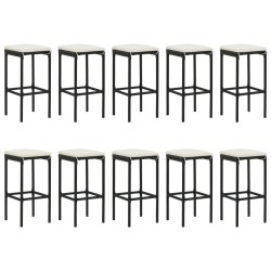 Ensemble de bar de jardin 11 pcs avec coussins noir poly rotin 530047530047