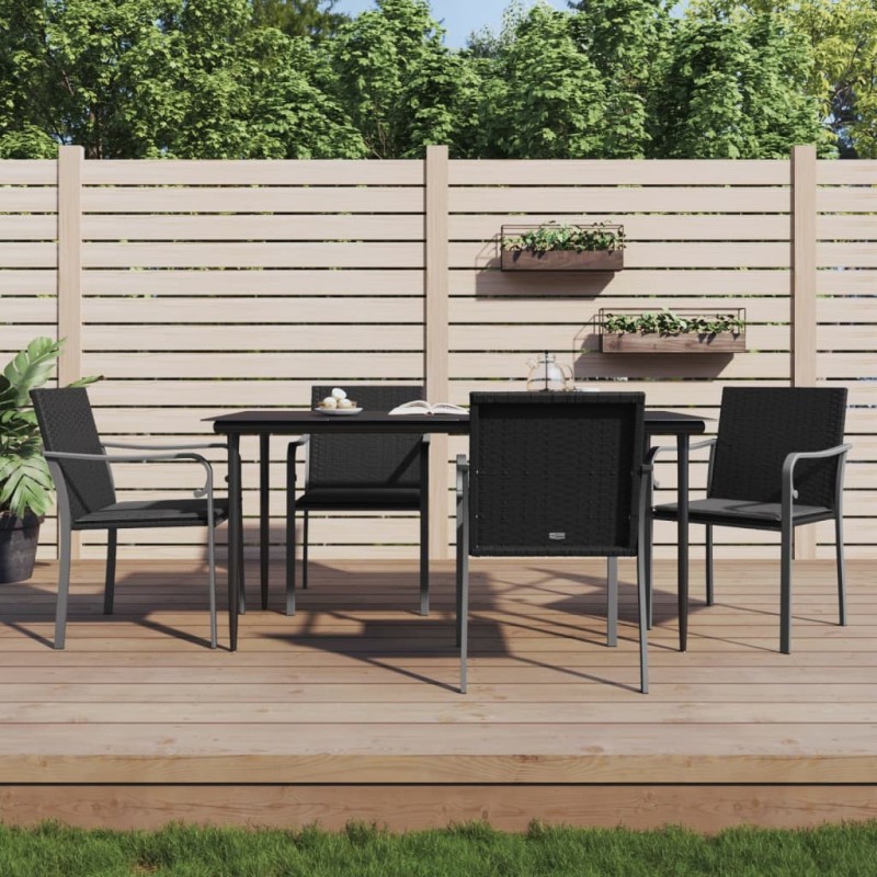 Ensemble à manger de jardin 5 pcs coussins résine tressée acier 530053530053