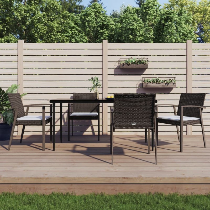 Ensemble à manger de jardin 5 pcs coussins résine tressée acier 530054530054