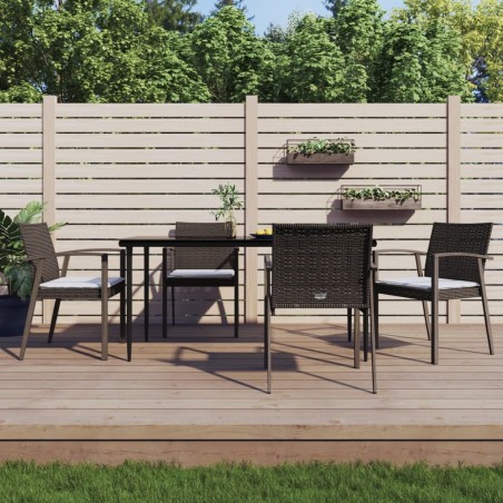 Ensemble à manger de jardin 5 pcs coussins résine tressée acier 530054530054