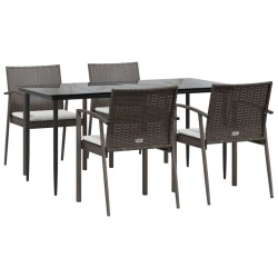 Ensemble à manger de jardin 5 pcs coussins résine tressée acier 530054530054