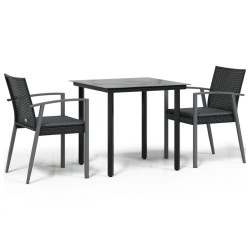 Ensemble à manger de jardin 3 pcs coussins résine tressée acier 530055530055