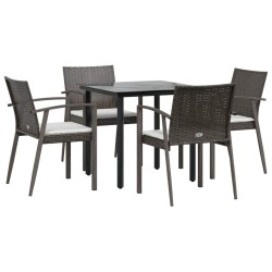 Ensemble à manger de jardin 5 pcs coussins résine tressée acier 530056530056
