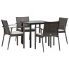 Ensemble à manger de jardin 5 pcs coussins résine tressée acier 530056530056