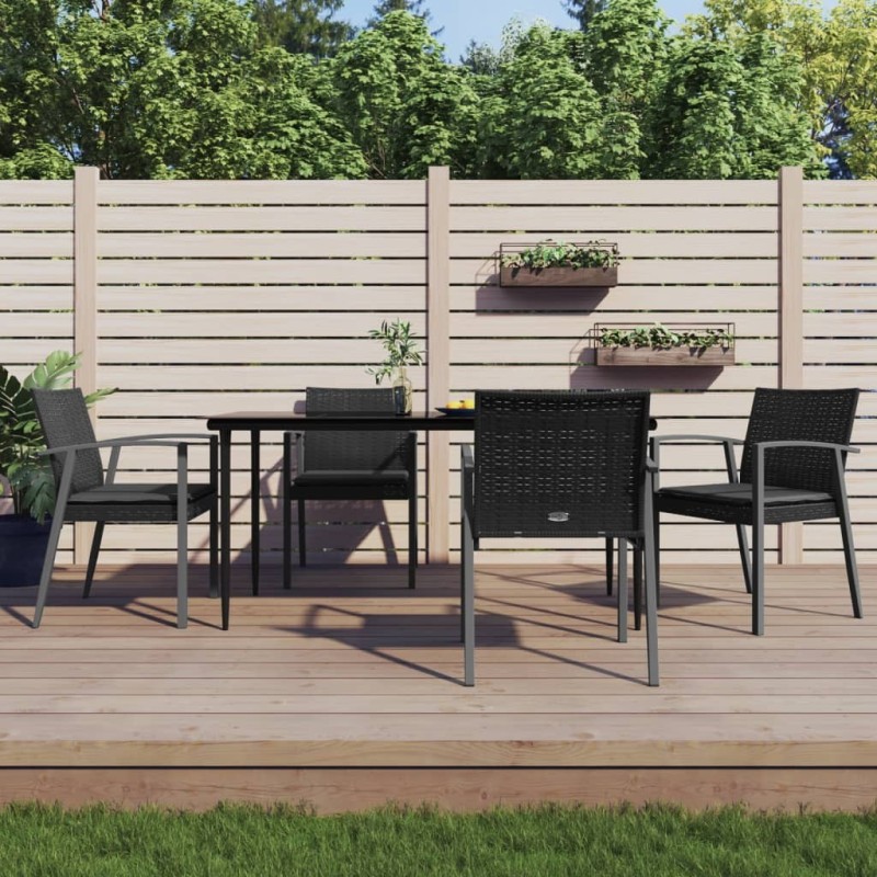 Ensemble à manger de jardin 5 pcs coussins résine tressée acier 530058530058