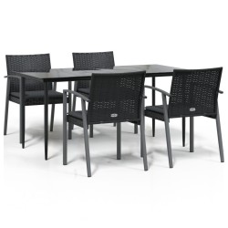 Ensemble à manger de jardin 5 pcs coussins résine tressée acier 530058530058
