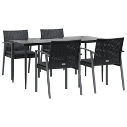 Ensemble à manger de jardin 5 pcs coussins résine tressée acier 530058530058