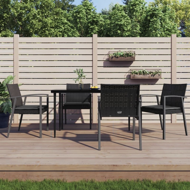 Ensemble à manger de jardin 5 pcs coussins résine tressée acier 530059530059