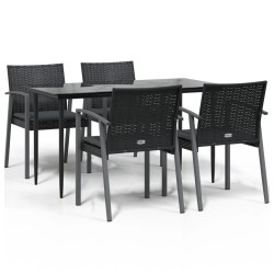 Ensemble à manger de jardin 5 pcs coussins résine tressée acier 530059530059