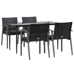 Ensemble à manger de jardin 5 pcs coussins résine tressée acier 530059530059