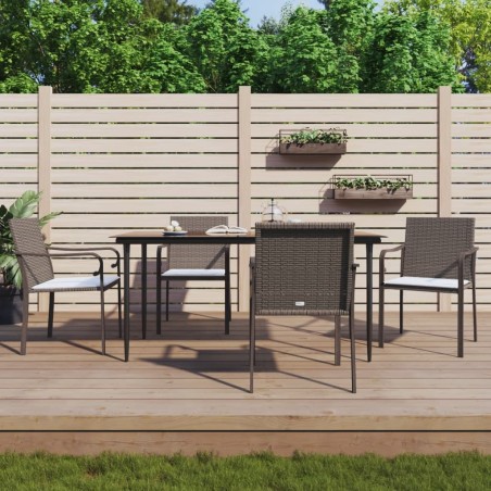 Ensemble à manger de jardin 5 pcs coussins résine tressée acier 530061530061